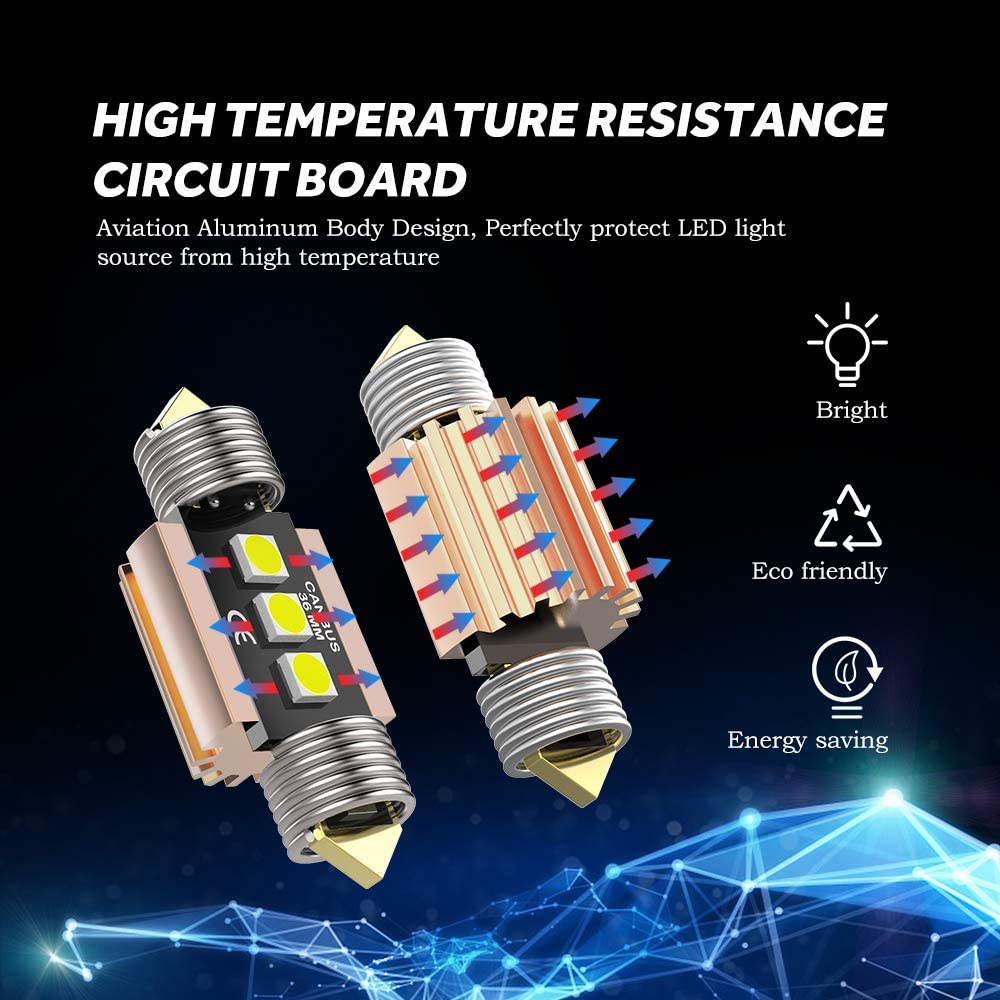 X-7SEVEN Hyper Bright X-FEA Series 31mm/36mm/39mm Festoon DE3175 C5W 6000K LED Bulb for Dome Light/Map Light/Trunk Lights