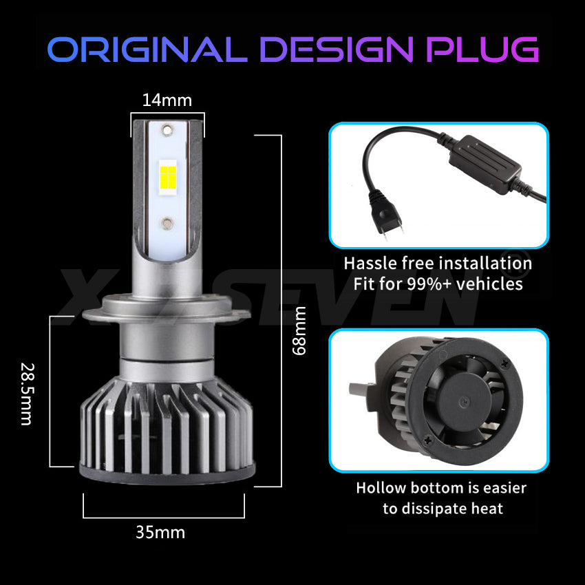 X-7SEVEN Factory Wholesale X-F2 6500K Series 12V 75W 7500LM Car Led Headlight H1 H3 H4 H7 H11 9005 9006 H13 Led Headlight