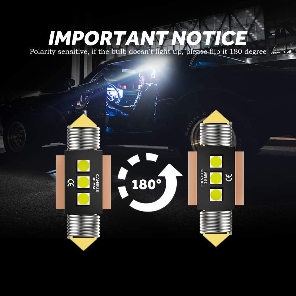 X-7SEVEN Hyper Bright X-FEA Series 31mm/36mm/39mm Festoon DE3175 C5W 6000K LED Bulb for Dome Light/Map Light/Trunk Lights