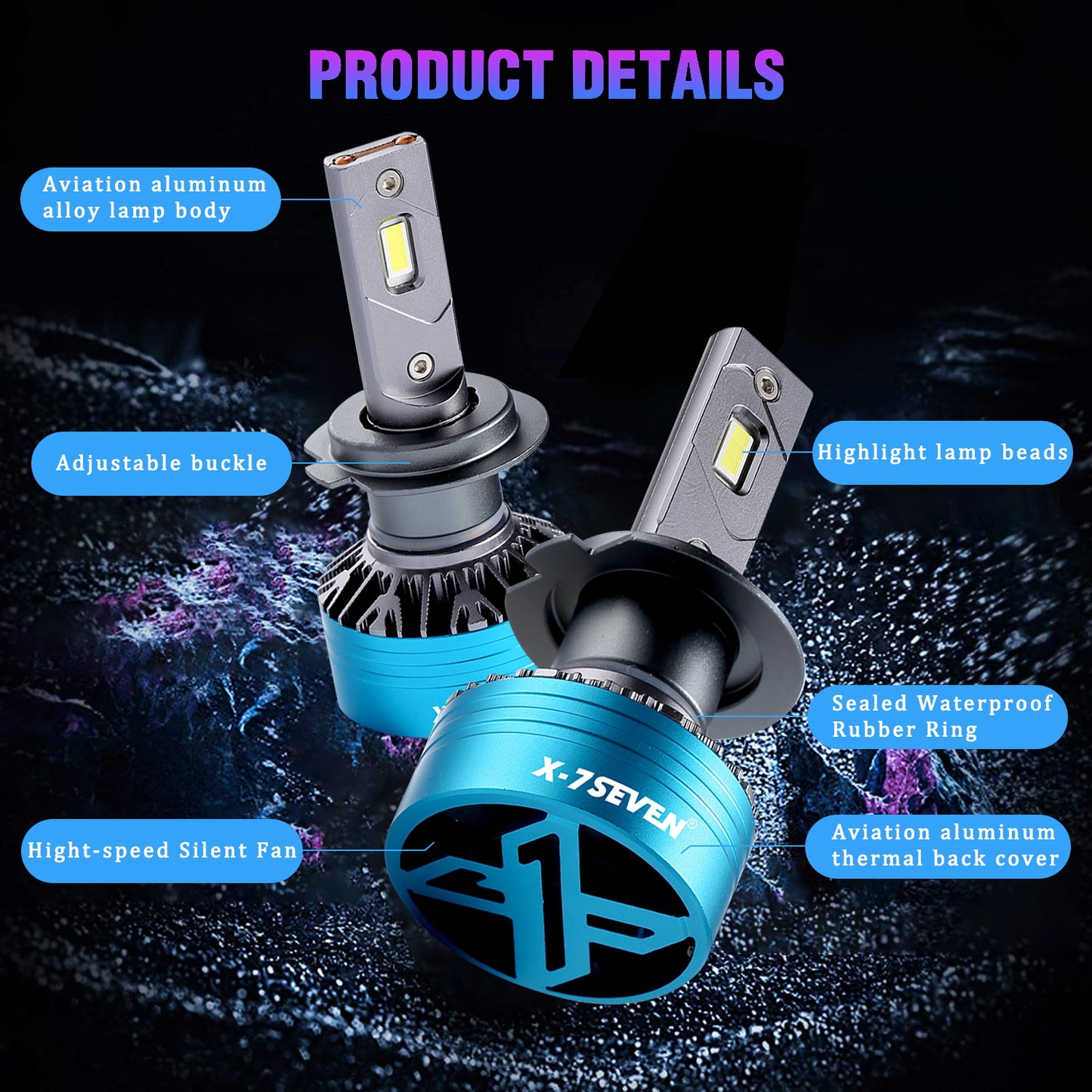 X-7SEVEN 2025 Enhanced Decoder Apollo 6500K Conversion Kit Faro Led H7 140w 28000lm 24V for Universal Cars Trucks