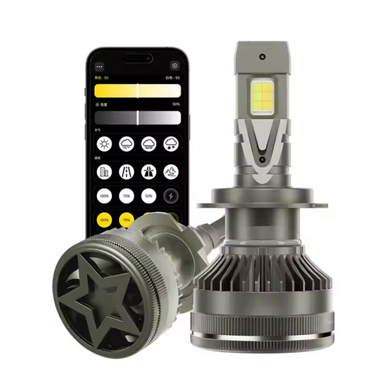 X-7SEVEN Customized APP Control LED X-Magic Series Super Bright 150W H4 Hi/Low Beam for Car Dual Colors Flash Led Car Headlight