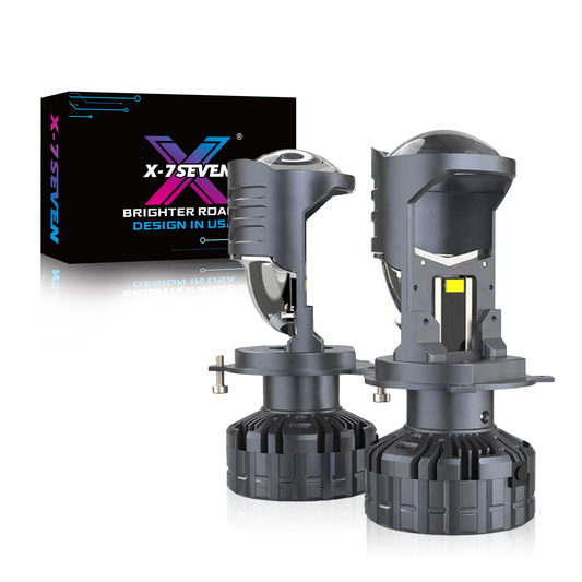 X-7SEVEN Beam-Focused X-Lumino Plus Series 140W 14000LM LHD H4 Mini Projector Lens for Motors and Car